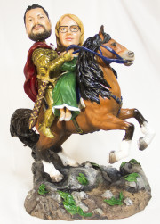 VIP подарок «Рыцарь с принцессой» | Портретная статуэтка (38 см) - фото 1